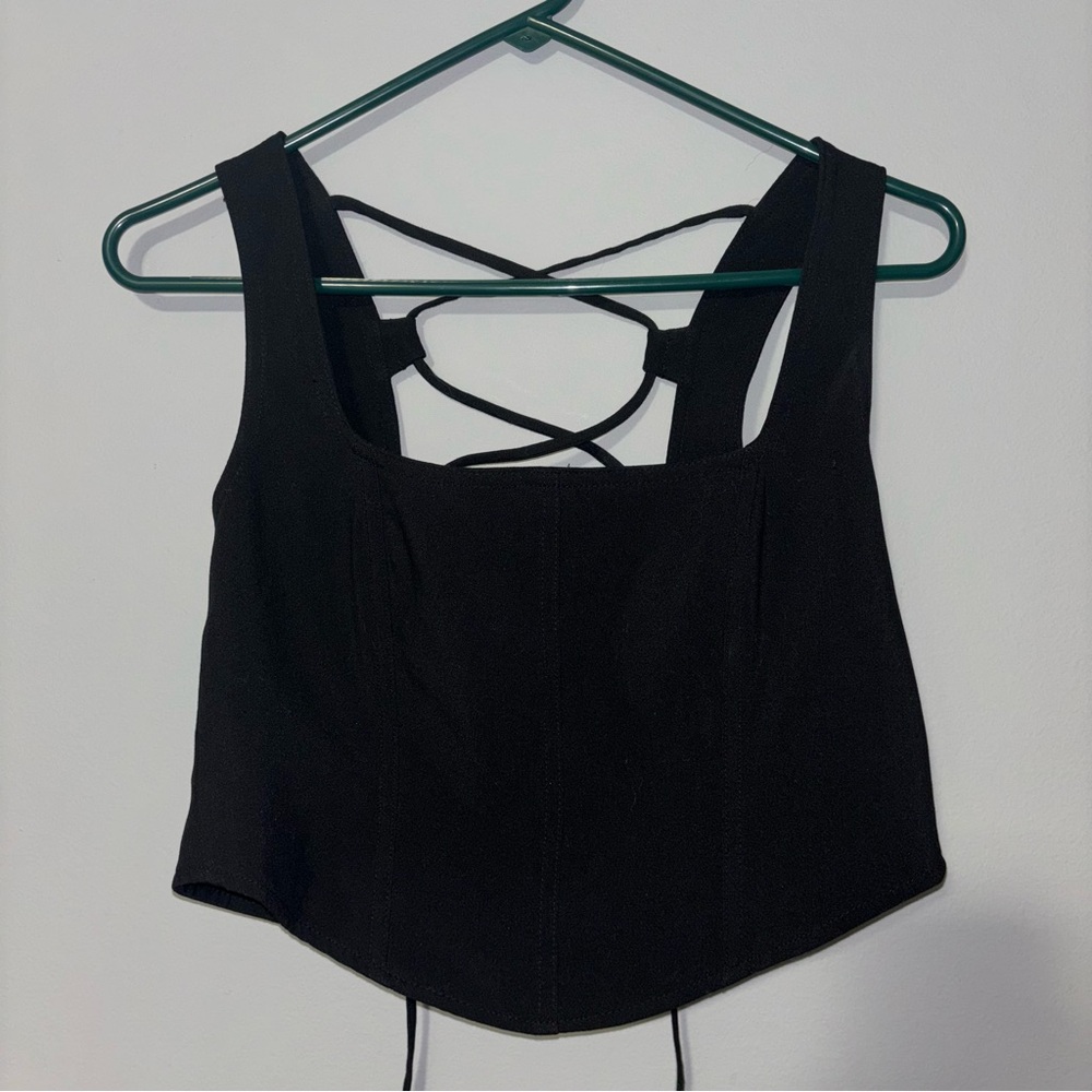 H&M Black Corset Tie Top